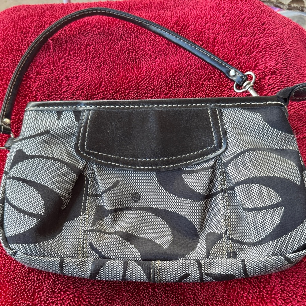 Coach Black and Gray Wristlet Clutch